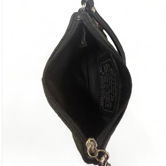 Coach Legacy 65th Anniversary Black Signature Canvas Striped Zipper Wristlet - Picture 2 of 4